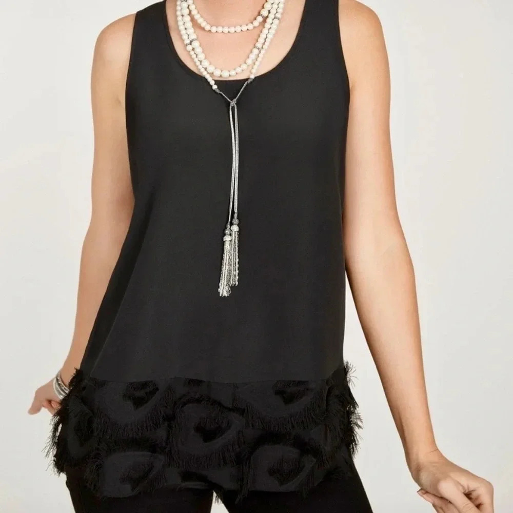 NWT Maette x Stella & Dot Aviva Sleeveless Fringe Hem Blouse